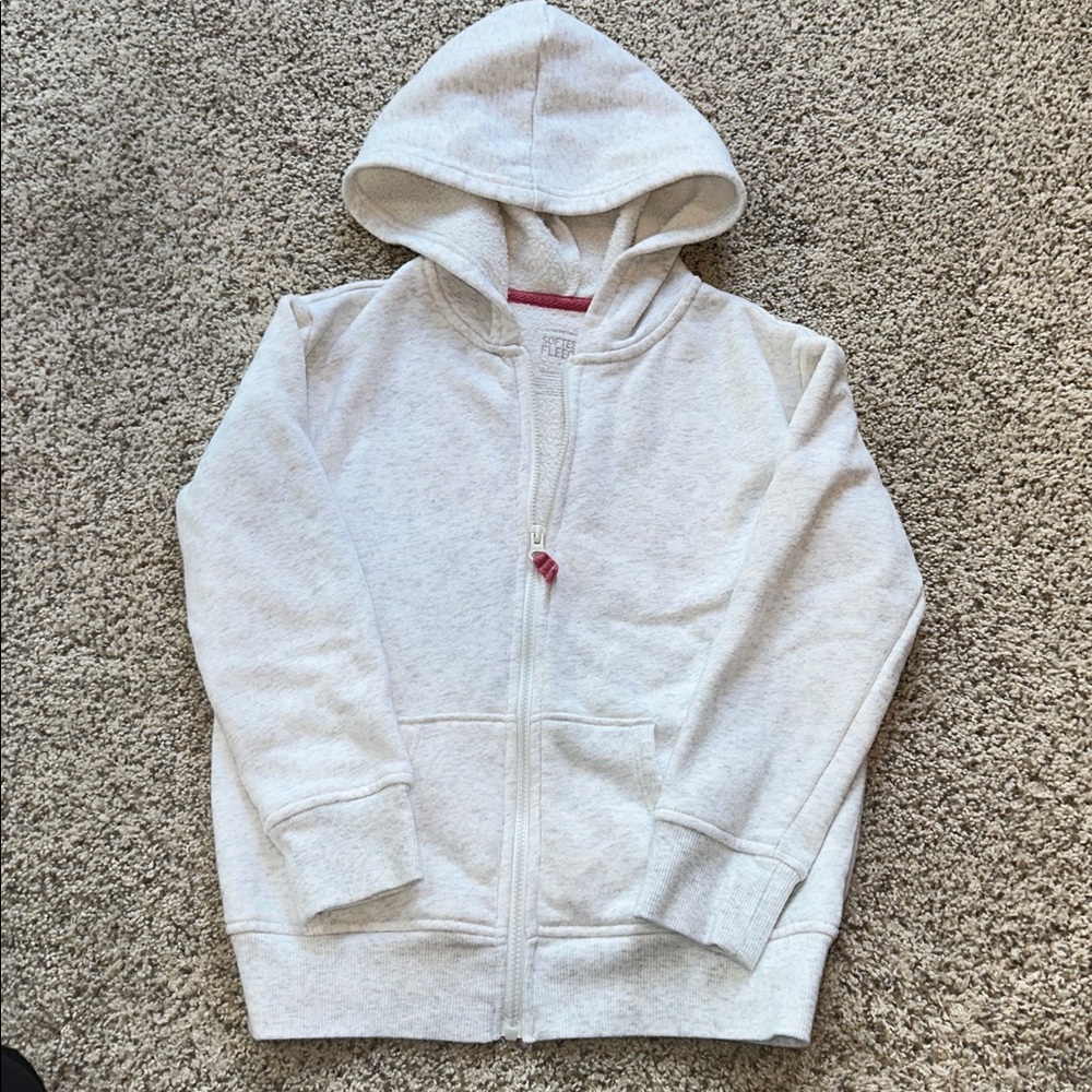 Jumping Beans Softest Fleece Full Zip Hoodie - Grey/Cream girls size 6